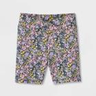 Girls' V Waist Bike Shorts - Art Class Black/purple Floral