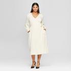 Women's Plus Size Long Sleeve Wrap Midi Dress - Who What Wear Cream (ivory) X