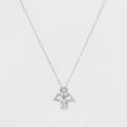 Target Pendant Necklace Sterling Silver Angel With Cubic Zirconia On Cable Chain - Silver/clear