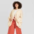 Women's Plus Size Plaid Neutral Overcoat Woven Cocoon Jacket - Universal Thread Cream One Size, Ivory