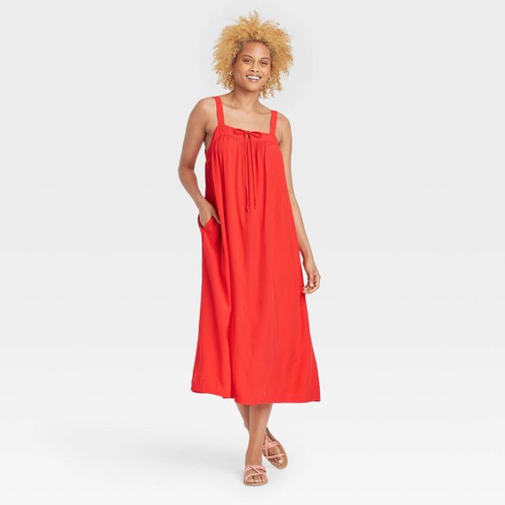Women's Sleeveless Tie-front Floating Dress - Universal Thread Red