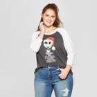 Women's Disney Nightmare Before Christmas Plus Size 3/4 Sleeve Raglan Graphic T-shirt (juniors') Gray
