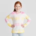 Girls' Tie Dye Pullover Sweatshirt - Cat & Jack Pink/yellow L, Girl's, Size: Large,