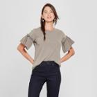 Women's Short Sleeve Detail Mineral Wash Top - Grayson Threads (juniors') Charcoal