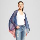 Women's Americana Stars And Stripes Printed Cocoon Kimono Jackets - Mossimo Supply Co. Red/navy (blue)