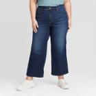 Women's Plus Size High-rise Wide Leg Cropped Jeans - Ava & Viv Indigo 14w, Women's, Blue