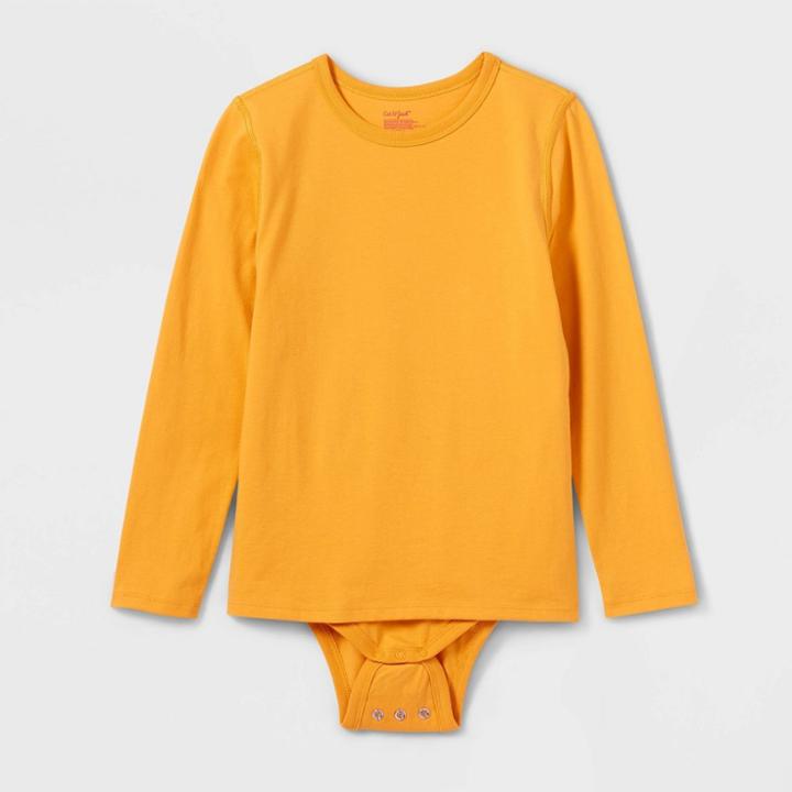 Kids' Adaptive Long Sleeve Bodysuit With Abdominal Access - Cat & Jack Mustard Yellow