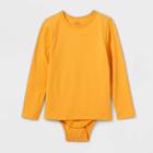 Kids' Adaptive Long Sleeve Bodysuit With Abdominal Access - Cat & Jack Mustard Yellow