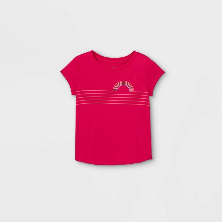 Toddler Girls' Rainbow Striped Activewear T-shirt - Cat & Jack Pink