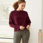 Women's Slouchy Crewneck Pullover Sweater - A New Day Burgundy