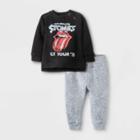 The Rolling Stones Baby Boys' 2pc Rolling Stones Long Sleeve Fleece Pullover And Jogger Set - Black Newborn