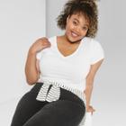 Women's Plus Size Short Sleeve V-neck T-shirt - Wild Fable Eco White