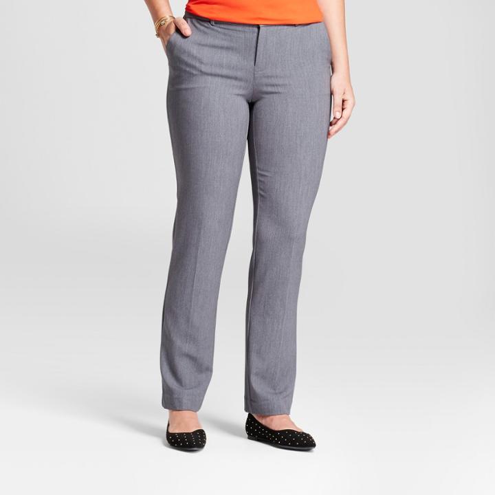 Women's Straight Leg Curvy Bi-stretch Twill Pants - A New Day Gray 12s,