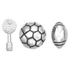 Treasure Lockets 3 Silver Plated Charm Set With Go Team Theme - Silver, Women's
