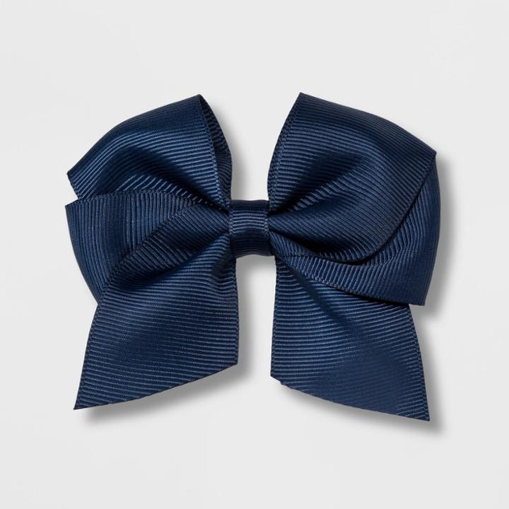Girls' Solid Bow Clip - Cat & Jack Navy (blue)