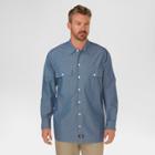 Dickies Men's Big & Tall Relaxed Fit Chambray Long Sleeve Shirt- Blue Chambray Xx-large Tall,