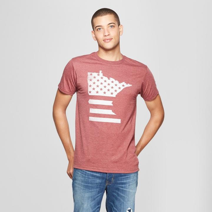 Men's Short Sleeve Minnesota Flag Graphic T-shirt - Awake Burgundy