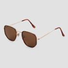 Women's Narrow Metal Tortoise Shell Print Geo Sunglasses - Universal Thread Gold