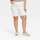 Women's Plus Size High-rise Jean Shorts - Ava & Viv White