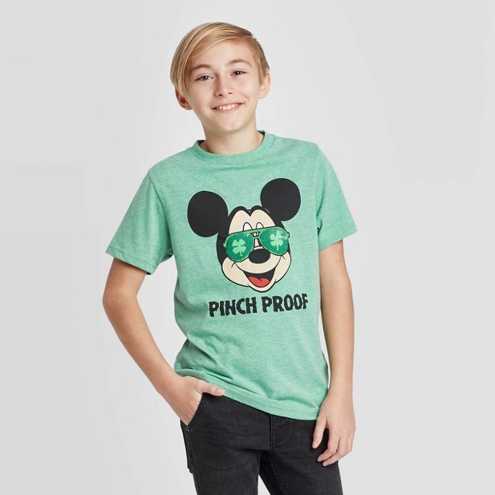 Boys' Disney Mickey Shades Flip Sequin St. Patrick's Day T-shirt - Green, Boy's,