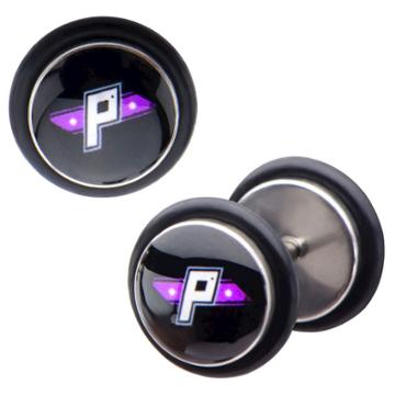 Wwe Paige Logo Stainless Steel Screw Back Earrings, Black/silver