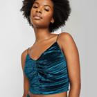 Women's Slim Fit Cinched Front Velvet Tiny Tank Top - Wild Fable Blue