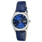 Peugeot Watches Peugeot Women's Silver Tone Blue Leather