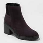 Women's Nancy Water Repellant Knit Collar Boots - A New Day Black