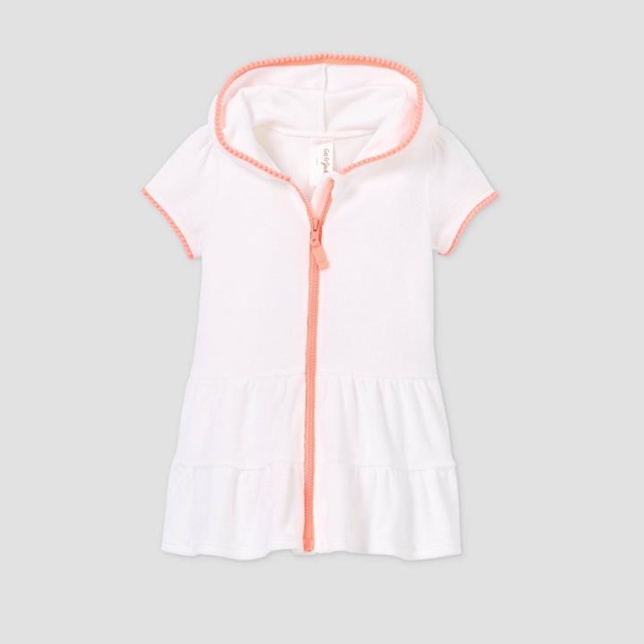 Toddler Girls' Zip-up Hooded Terry Cover Up - Cat & Jack White