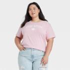 Modern Lux Women's Plus Size Dog Mom Short Sleeve Graphic T-shirt - Pink
