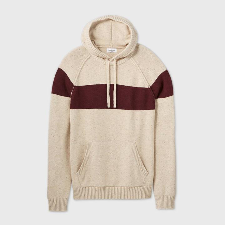 Men's Tall Striped Regular Fit Hooded Sweater - Goodfellow & Co Off-white