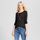 Women's Long Sleeve Rib T-shirt - Mossimo Supply Co. Black