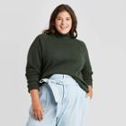Women's Plus Size Fleece Pullover Sweatshirt - A New Day Green