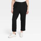 Women's High-rise Slim Fit Effortless Pintuck Ankle Pants - A New Day Black