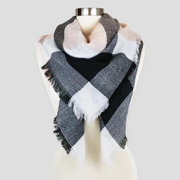 Women's Sylvia Alexander Scarf - Peach (pink) Plaid
