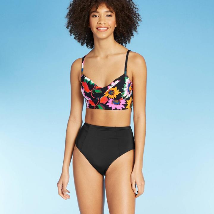 Women's Twist Front Bikini Top - Sea Angel Black Floral Xs, Women's,