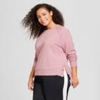 Women's Plus Size Long Sleeve Ruffle Slit Sweatshirt - Who What Wear Pink X