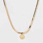 Smiley Face Snake Chain Necklace - Wild Fable Gold
