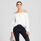 Women's Long Sleeve Off The Shoulder Blouse - Mossimo White
