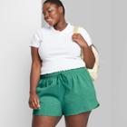 Women's Plus Size High-rise Dolphin Shorts - Wild Fable Vintage Green