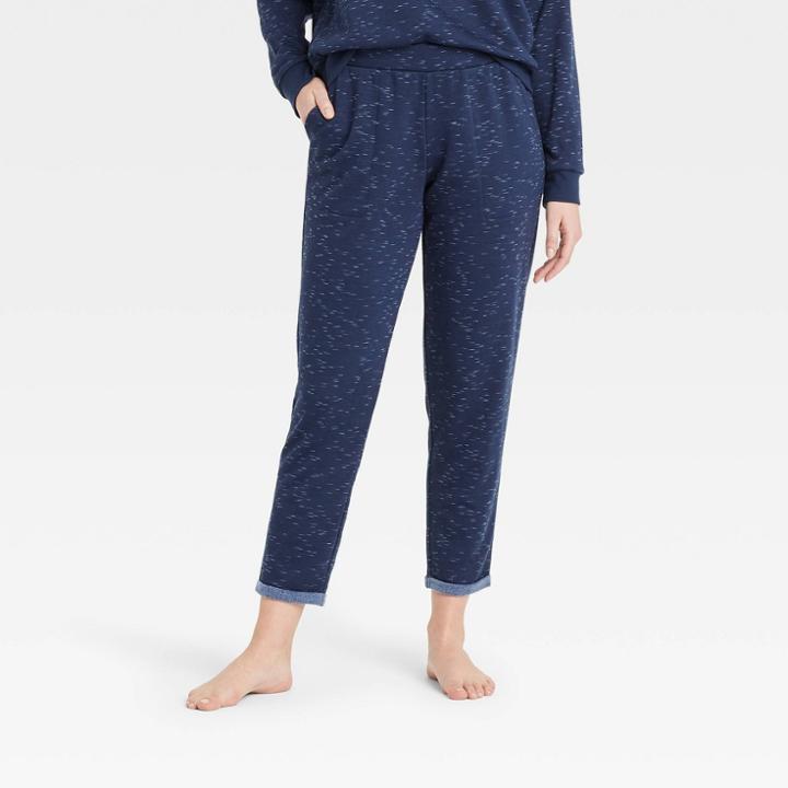 Women's Two-toned Fleece Lounge Pants - Stars Above Blue