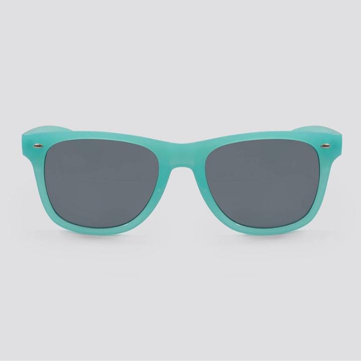 Women's Surf Plastic Solid Silhouette Sunglasses - Wild Fable Green, Women's, Size: Small, Green/blue