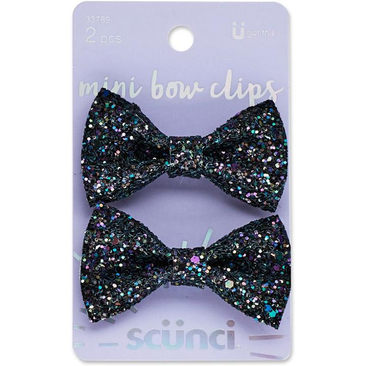 Scünci Scunci Chuncky Glitter Bow Salon Clips - 2pk,