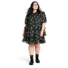 Women's Plus Size Floral Print Short Sleeve Tiered Dress - Sandy Liang X Target Black
