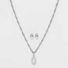 Silver Plated Cubic Zirconia 'o' Initial Earring And Pendant Necklace Set - A New Day