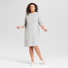 Women's Plus Size Lace-up T-shirt Dress - Ava & Viv Heather Gray