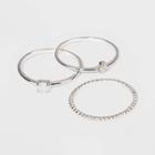 Sterling Silver With Opal And Cubic Zirconia Beaded Band Stacking Ring Set 3pc - A New Day Silver 8, Women's, Clear