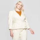 Women's Plus Size Long Sleeve Open Front Jacket - Who What Wear Cream (ivory)