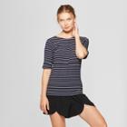 Women's Striped 3/4 Sleeve Ballet - Back T-shirt - A New Day Navy/white (blue/white)