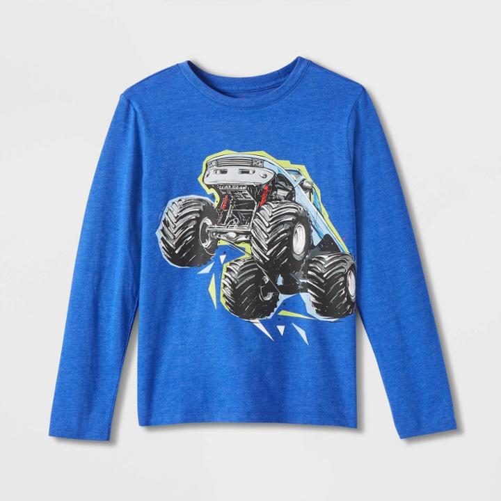Boys' Monster Truck Long Sleeve Graphic T-shirt - Cat & Jack Blue
